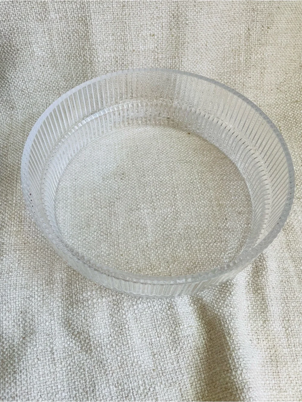 Vintage 70s Clear Ribbed Thick Glass Serving Fruit Bowl Round 10